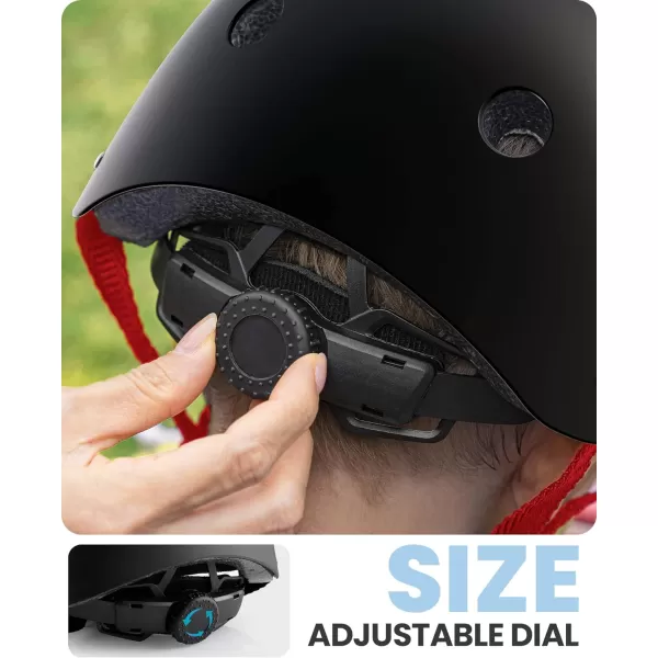 OutdoorMaster Youth  Kids Bike Helmet  Adjustable MultiSports Skateboard Helmet with Removable Liners for Balance Bike Toddler Scooter One Wheel HoverboardBlack Red