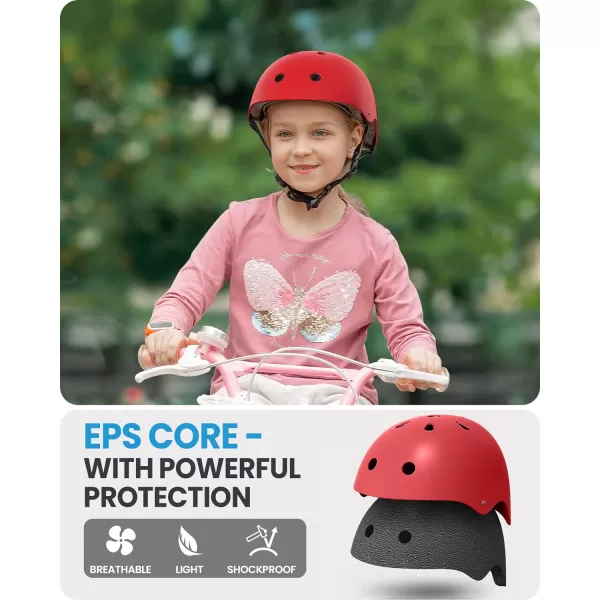 OutdoorMaster Youth  Kids Bike Helmet  Adjustable MultiSports Skateboard Helmet with Removable Liners for Balance Bike Toddler Scooter One Wheel HoverboardRed