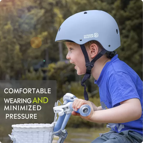 OutdoorMaster Youth  Kids Bike Helmet  Adjustable MultiSports Skateboard Helmet with Removable Liners for Balance Bike Toddler Scooter One Wheel HoverboardLight Blue