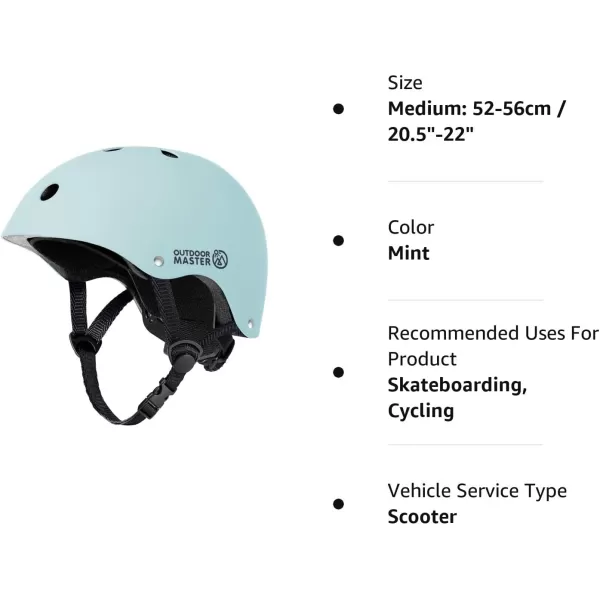 OutdoorMaster Youth  Kids Bike Helmet  Adjustable MultiSports Skateboard Helmet with Removable Liners for Balance Bike Toddler Scooter One Wheel HoverboardMint