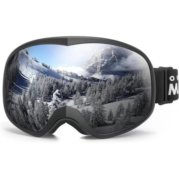 OutdoorMaster Owl Kids Ski Goggles OTG AntiFog Snowboard Goggles with 100 UV ProtectionBlack Framevlt 10 Silver Lens