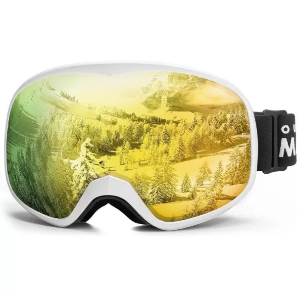 OutdoorMaster Owl Kids Ski Goggles OTG AntiFog Snowboard Goggles with 100 UV ProtectionWhite Framevlt 12 Revo Gold