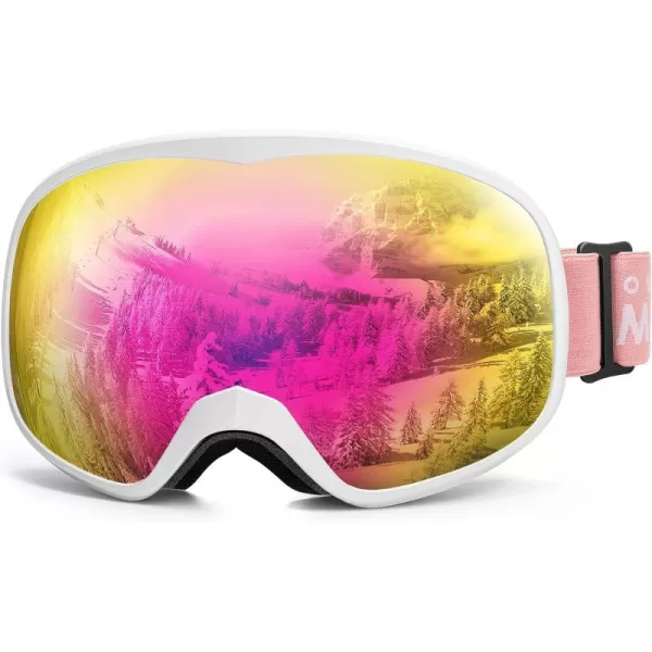 OutdoorMaster Owl Kids Ski Goggles OTG AntiFog Snowboard Goggles with 100 UV ProtectionWhite Framevlt 13 Revo Pink