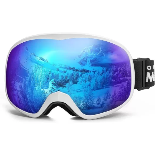 OutdoorMaster Owl Kids Ski Goggles OTG AntiFog Snowboard Goggles with 100 UV ProtectionWhite Framevlt 15 Revo Blue