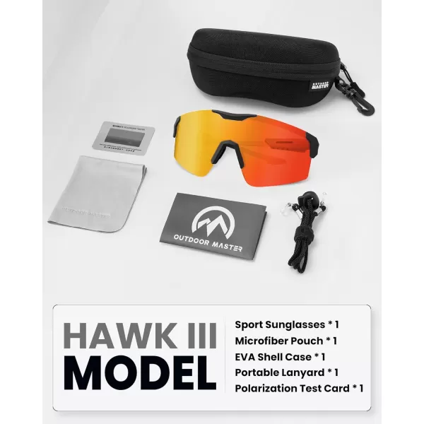 OutdoorMaster Hawk III Polarized Sports Sunglasses for Men Women UV400 Protection TR90 Frame Cycling SunglassesBlackframe Orangelens Cat3