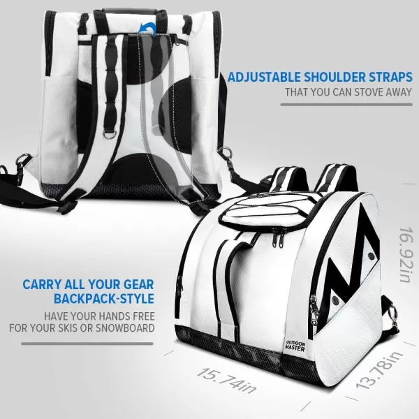 OutdoorMaster Boot Bag  50L Ski Boots and Snowboard Boots Bag Excellent for Travel with Waterproof Exterior amp Bottom  for Men Women and YouthPolar Bear  White