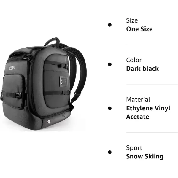 OutdoorMaster Boot Bag 65L Waterproof Ski Snowboard Boots Air Cushion Shoulder Pad Skiing Gear Bag Travel Backpack for Ski Helmets GogglesampAccessories MenampWomenDark black