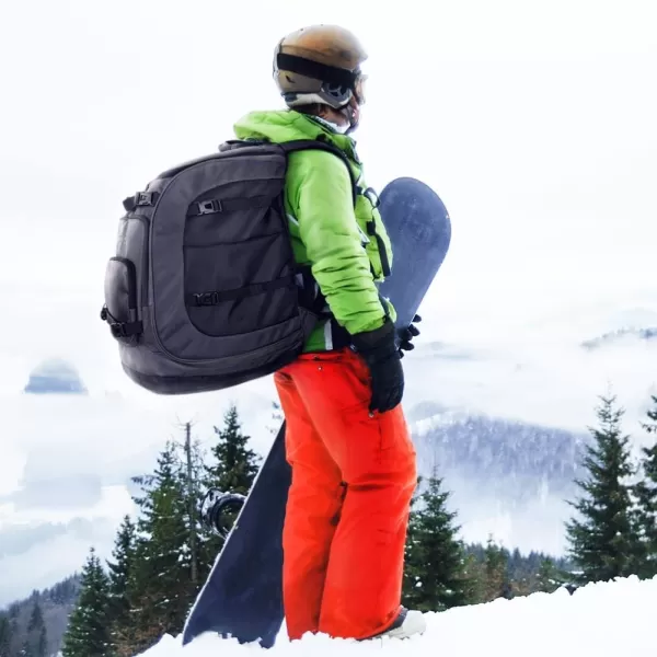 OutdoorMaster Boot Bag 65L Waterproof Ski Snowboard Boots Air Cushion Shoulder Pad Skiing Gear Bag Travel Backpack for Ski Helmets GogglesampAccessories MenampWomenDark black