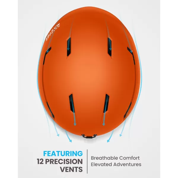 OutdoorMaster Deer Ski HelmetSnowboard Helmet for Adults  Durable PC Shell Protective EPS Foam amp 12 Cooling Vents Snow Helmets for Men Women amp YouthMatte Orange