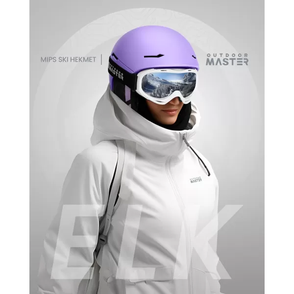 OutdoorMaster ELK MIPS Ski Helmet  Snow Sport Helmet Snowboard Helmet for Men Women amp YouthMatte Purple