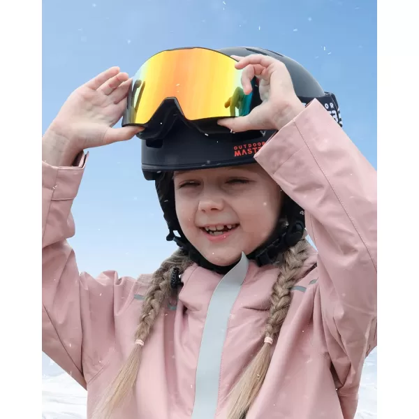 OutdoorMaster Falcon Kids Ski GogglesMagnetic Interchangeable LensAnti Fog UV Protection OTG Snowboard Goggles for YouthAblack Framevlt 158 Revo Red