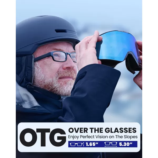 OutdoorMaster Falcon Ski Goggles Lens by ZEISS OTG Snowboard Goggles Antifog Magnetic Interchangeable Lens Snow GogglesAhydroblue Vlt 27  Yellowlens