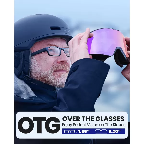 OutdoorMaster Falcon Ski Goggles Lens by ZEISS OTG Snowboard Goggles Antifog Magnetic Interchangeable Lens Snow GogglesAhydropink Vlt 21  Yellowlens