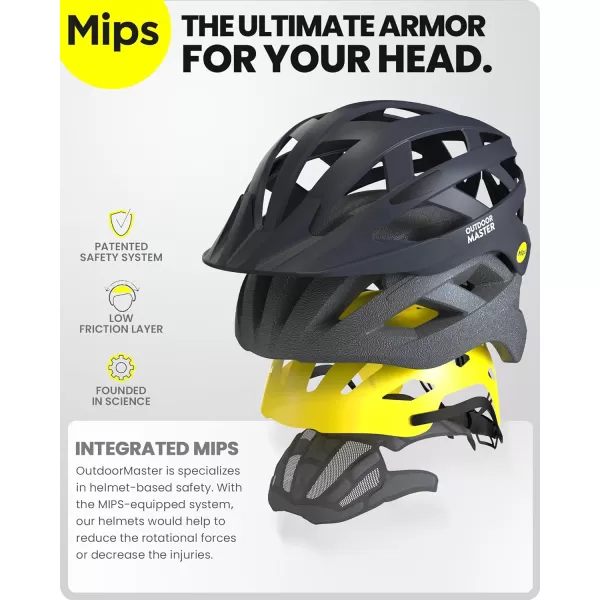 OutdoorMaster Gem Recreational MIPS Cycling Helmet  Two Removable Liners ampamp Ventilation in MultiEnvironment  Bike Helmet in Mountain Motorway for Youth ampamp AdultCarbon Black