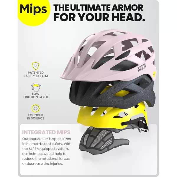 OutdoorMaster Gem Recreational MIPS Cycling Helmet  Two Removable Liners ampamp Ventilation in MultiEnvironment  Bike Helmet in Mountain Motorway for Youth ampamp AdultMisty Sakura