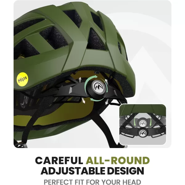 OutdoorMaster Gem Recreational MIPS Cycling Helmet  Two Removable Liners ampamp Ventilation in MultiEnvironment  Bike Helmet in Mountain Motorway for Youth ampamp AdultPalm Green