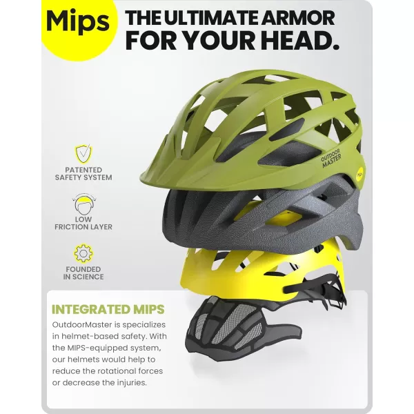 OutdoorMaster Gem Recreational MIPS Cycling Helmet  Two Removable Liners ampamp Ventilation in MultiEnvironment  Bike Helmet in Mountain Motorway for Youth ampamp AdultSpeed Yellow