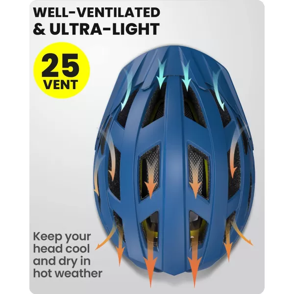 OutdoorMaster Gem Recreational MIPS Cycling Helmet  Two Removable Liners ampamp Ventilation in MultiEnvironment  Bike Helmet in Mountain Motorway for Youth ampamp AdultOcean Blue