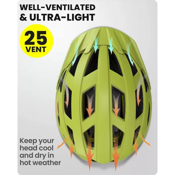 OutdoorMaster Gem Recreational MIPS Cycling Helmet  Two Removable Liners ampamp Ventilation in MultiEnvironment  Bike Helmet in Mountain Motorway for Youth ampamp AdultSpeed Yellow