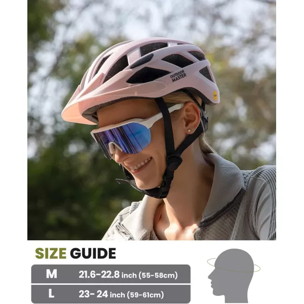 OutdoorMaster Gem Recreational MIPS Cycling Helmet  Two Removable Liners ampamp Ventilation in MultiEnvironment  Bike Helmet in Mountain Motorway for Youth ampamp AdultMisty Sakura