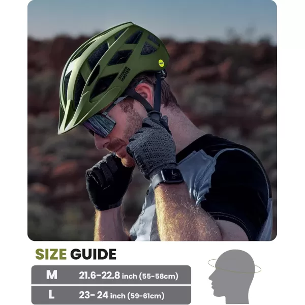 OutdoorMaster Gem Recreational MIPS Cycling Helmet  Two Removable Liners ampamp Ventilation in MultiEnvironment  Bike Helmet in Mountain Motorway for Youth ampamp AdultPalm Green