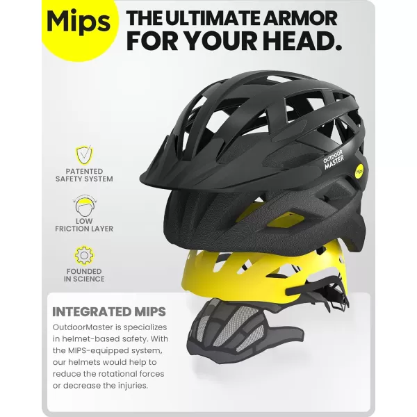 OutdoorMaster Gem Recreational MIPS Cycling Helmet  Two Removable Liners ampamp Ventilation in MultiEnvironment  Bike Helmet in Mountain Motorway for Youth ampamp AdultCarbon Black