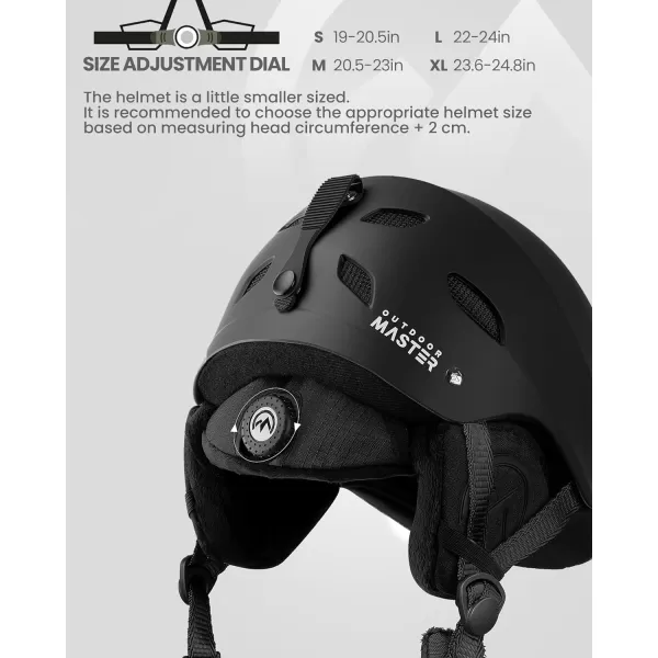 OutdoorMaster Kelvin Ski Helmet  Snowboard Helmet for Men Women  YouthBlack