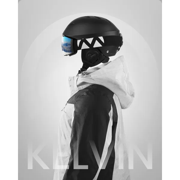 OutdoorMaster Kelvin Ski Helmet  Snowboard Helmet for Men Women  YouthBlack