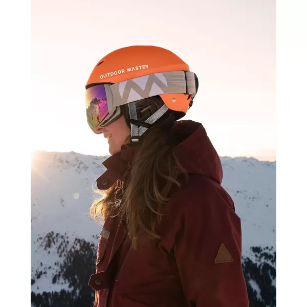 OutdoorMaster Kelvin Ski Helmet  Snowboard Helmet for Men Women  YouthMatte Orange