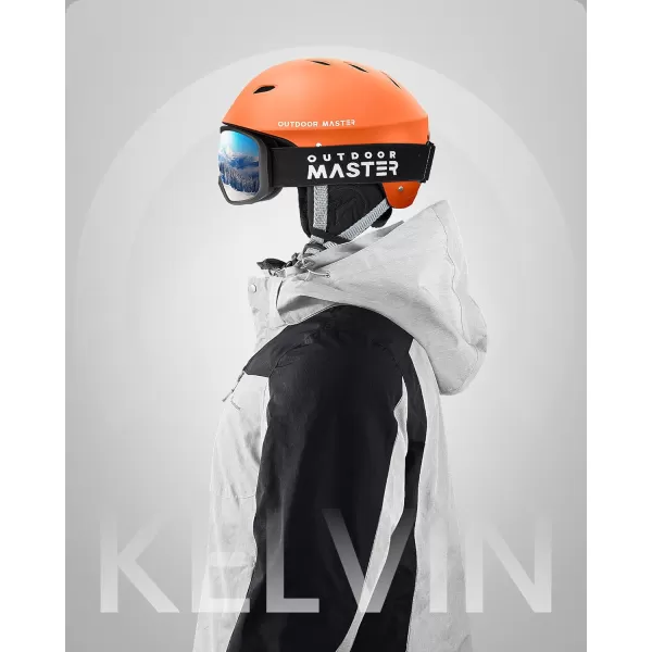 OutdoorMaster Kelvin Ski Helmet  Snowboard Helmet for Men Women  YouthMatte Orange