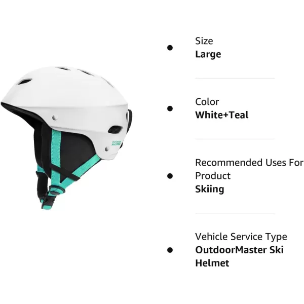 OutdoorMaster Kelvin Ski Helmet  Snowboard Helmet for Men Women  YouthWhiteTeal