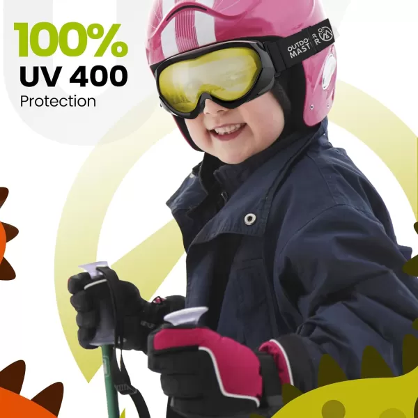 OutdoorMaster Kids Ski Goggles  Helmet Compatible Snow Goggles for Boys amp Girls with 100 UV ProtectionLight Yellow Vlt 77