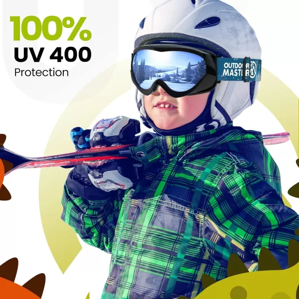 OutdoorMaster Kids Ski Goggles  Helmet Compatible Snow Goggles for Boys amp Girls with 100 UV ProtectionVlt 10 Black Frame Grey Lens