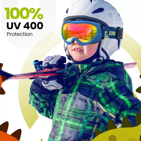 OutdoorMaster Kids Ski Goggles  Helmet Compatible Snow Goggles for Boys amp Girls with 100 UV ProtectionVlt 143