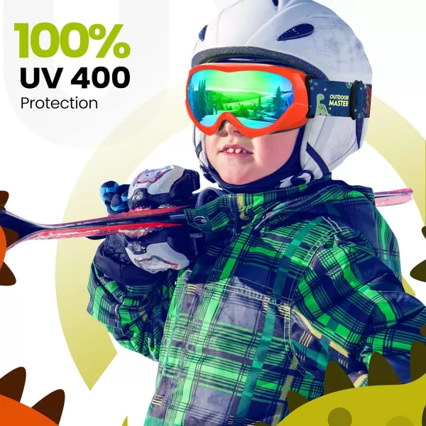 OutdoorMaster Kids Ski Goggles  Helmet Compatible Snow Goggles for Boys amp Girls with 100 UV ProtectionVlt 18