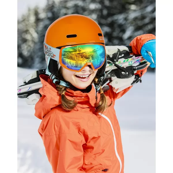 OutdoorMaster Kids Ski Helmet Snowboard Helmet for Boys Girls amp Youth Durable PC Shell Protective EPS Foam amp 12 Cooling Vents Dial Fit Snow Helmet Certified Snow Sport Helmet Snowboarding HelmetGlossy Dark Orange