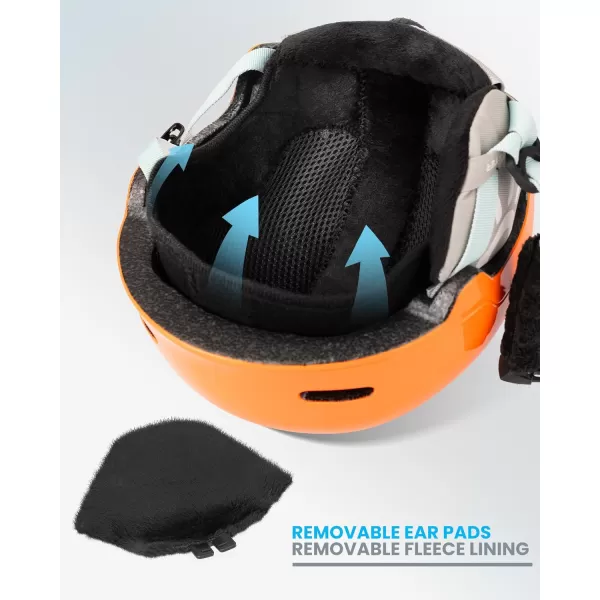 OutdoorMaster Kids Ski Helmet Snowboard Helmet for Boys Girls amp Youth Durable PC Shell Protective EPS Foam amp 12 Cooling Vents Dial Fit Snow Helmet Certified Snow Sport Helmet Snowboarding HelmetGlossy Dark Orange