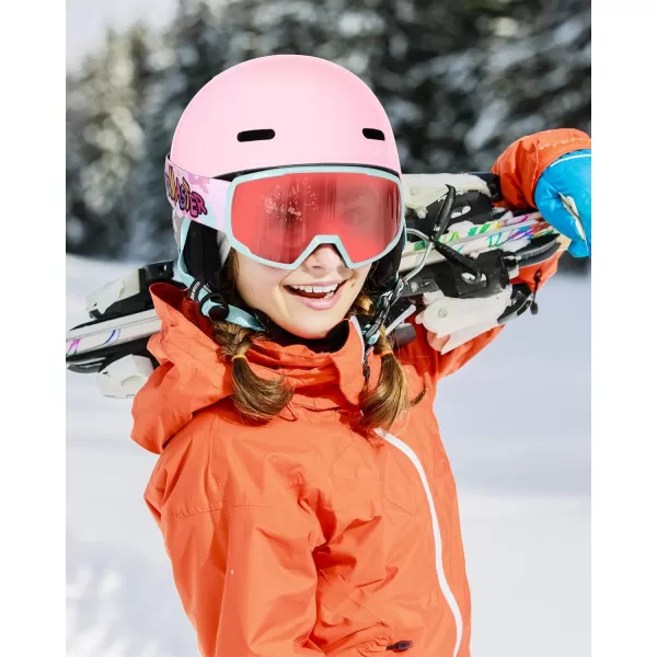 OutdoorMaster Kids Ski Helmet Snowboard Helmet for Boys Girls amp Youth Durable PC Shell Protective EPS Foam amp 12 Cooling Vents Dial Fit Snow Helmet Certified Snow Sport Helmet Snowboarding HelmetGlossy Pink