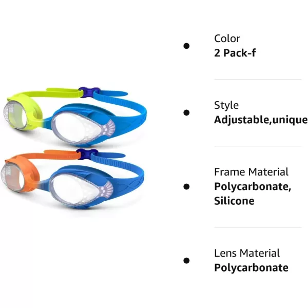 OutdoorMaster Kids Swim Goggles 2 Pack  Quick Adjustable Strap Swimming Goggles for Kids2 Packf