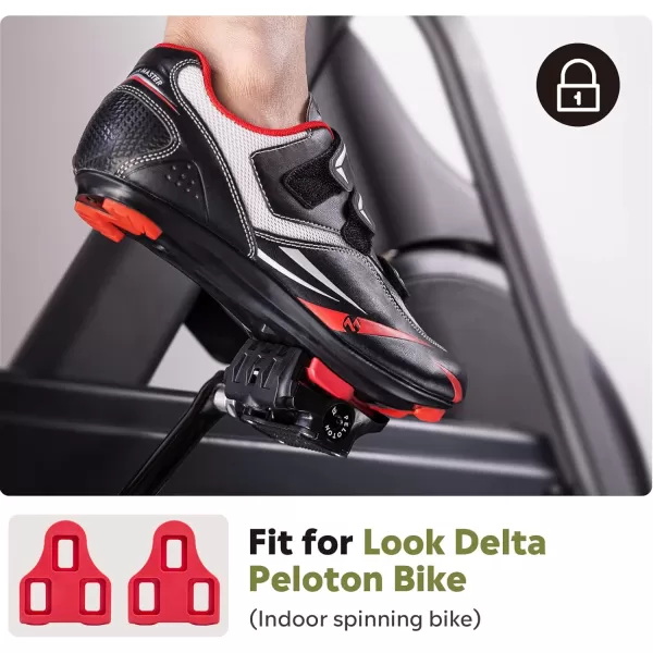 OutdoorMaster Mens Road Cycling Shoes Road Bike Shoes with Peloton Indoor Pedal of Delta Outdoor for Unisex Cycling Riding Shoes with 2 Cleat CompatibleBlackRed