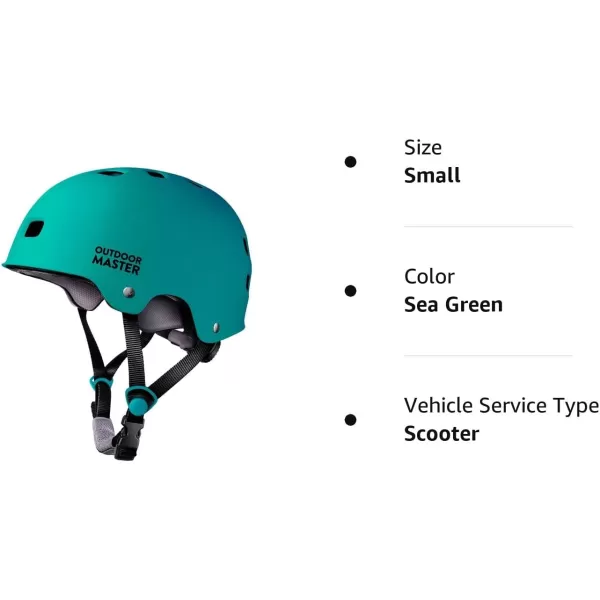 OutdoorMaster Skateboard Cycling Helmet  Two Removable Liners Ventilation MultiSport Scooter Roller Skate Inline Skating Rollerblading for Kids Youth amp AdultsSea Green