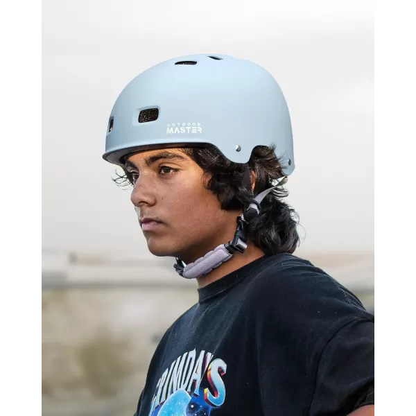 OutdoorMaster Skateboard Cycling Helmet  Two Removable Liners Ventilation MultiSport Scooter Roller Skate Inline Skating Rollerblading for Kids Youth amp AdultsMatte Crystal Blue