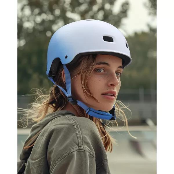 OutdoorMaster Skateboard Cycling Helmet  Two Removable Liners Ventilation MultiSport Scooter Roller Skate Inline Skating Rollerblading for Kids Youth ampamp AdultsWhite Blue Gradient