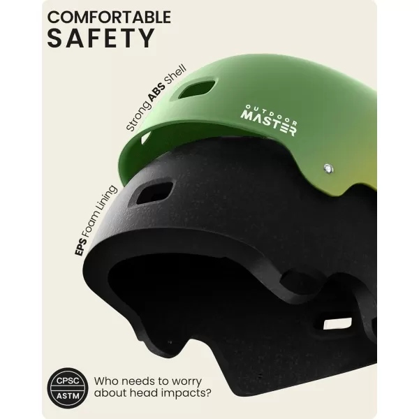 OutdoorMaster Skateboard Cycling Helmet  Two Removable Liners Ventilation MultiSport Scooter Roller Skate Inline Skating Rollerblading for Kids Youth ampamp AdultsNature