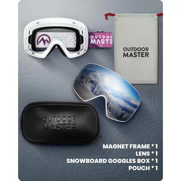 OutdoorMaster Ski Goggles Horizon  Snowboard Goggles with Ultra View Frameless Interchangeable Magnetic LensA2  Vlt 10  Purple Dots