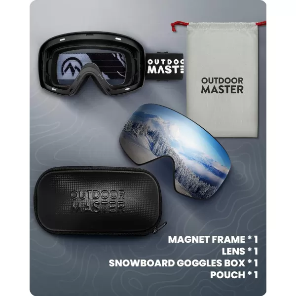 OutdoorMaster Ski Goggles Horizon  Snowboard Goggles with Ultra View Frameless Interchangeable Magnetic LensVlt 10  Blue Mountain