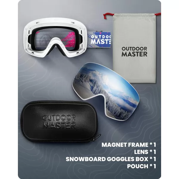 OutdoorMaster Ski Goggles Horizon  Snowboard Goggles with Ultra View Frameless Interchangeable Magnetic LensVlt 10  Grey Dots