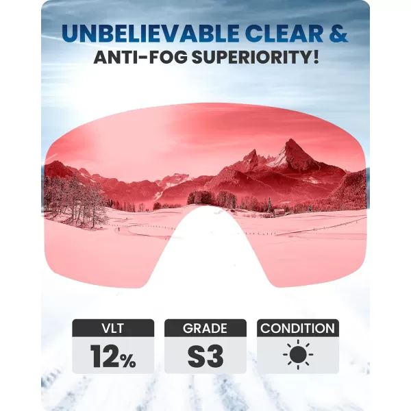 OutdoorMaster Ski Goggles Horizon  Snowboard Goggles with Ultra View Frameless Interchangeable Magnetic LensVlt 12  Grey Dots