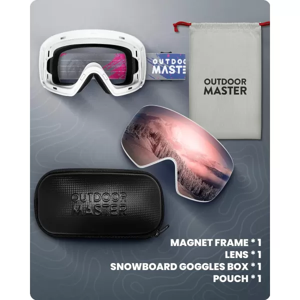 OutdoorMaster Ski Goggles Horizon  Snowboard Goggles with Ultra View Frameless Interchangeable Magnetic LensVlt 12  Grey Dots