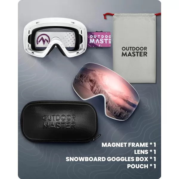 OutdoorMaster Ski Goggles Horizon  Snowboard Goggles with Ultra View Frameless Interchangeable Magnetic LensVlt 12  Purple Dots